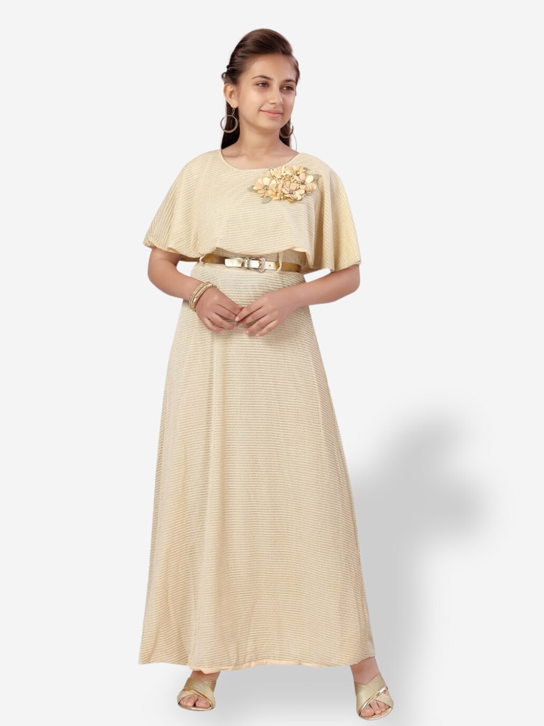 

Aarika Girls Party Wear Cotton Maxi Dress, Beige