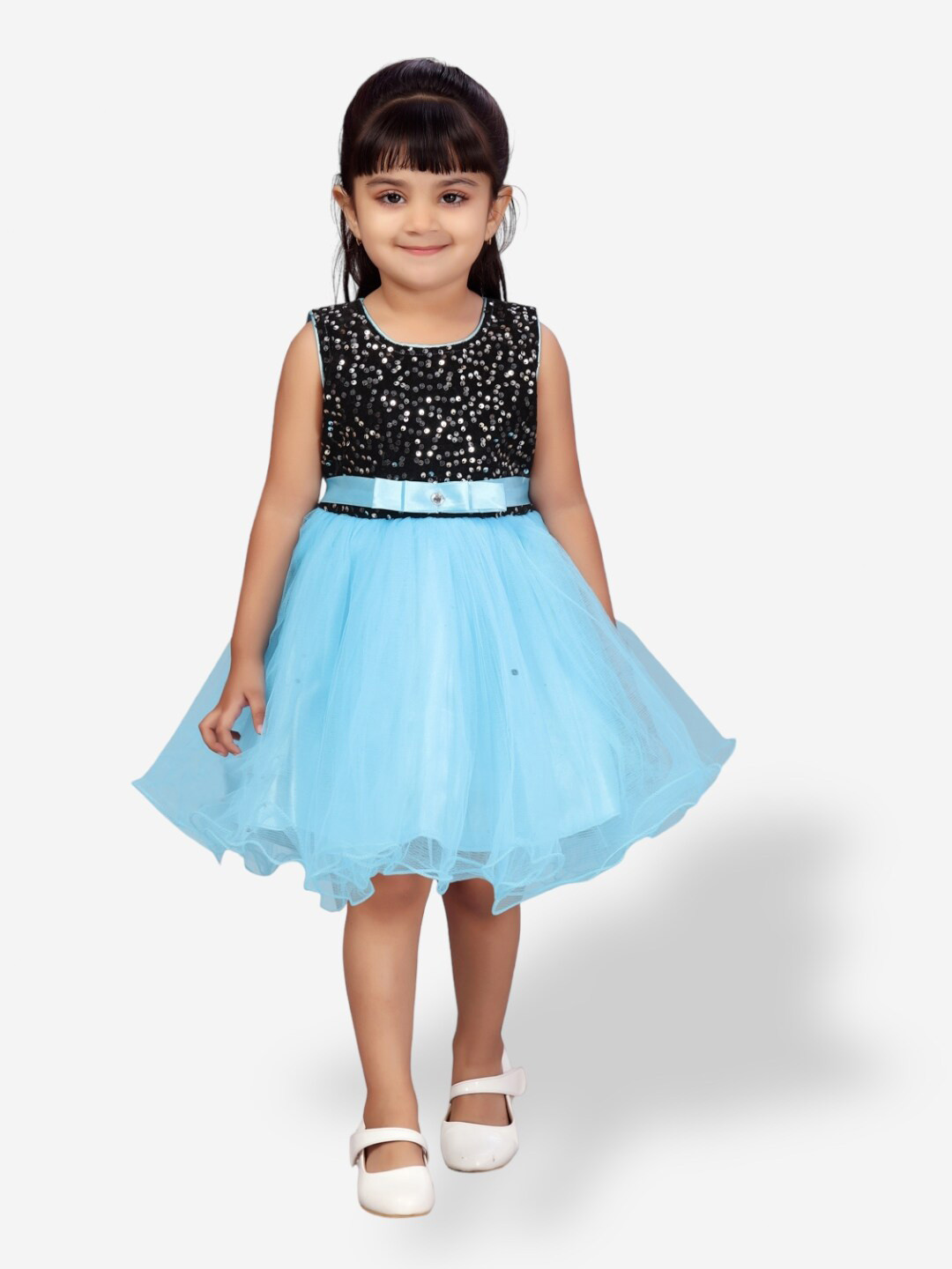 

Aarika Girls Embellished Net Dress, Blue