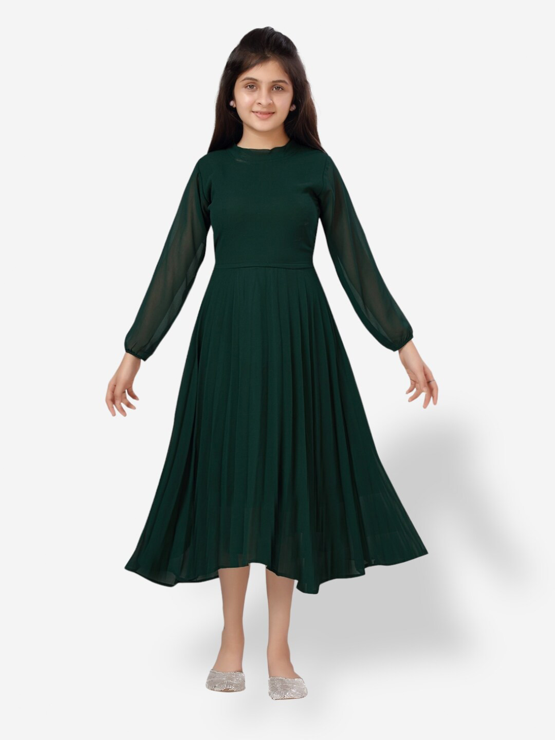 

Aarika Georgette Fit & Flare Dress, Green
