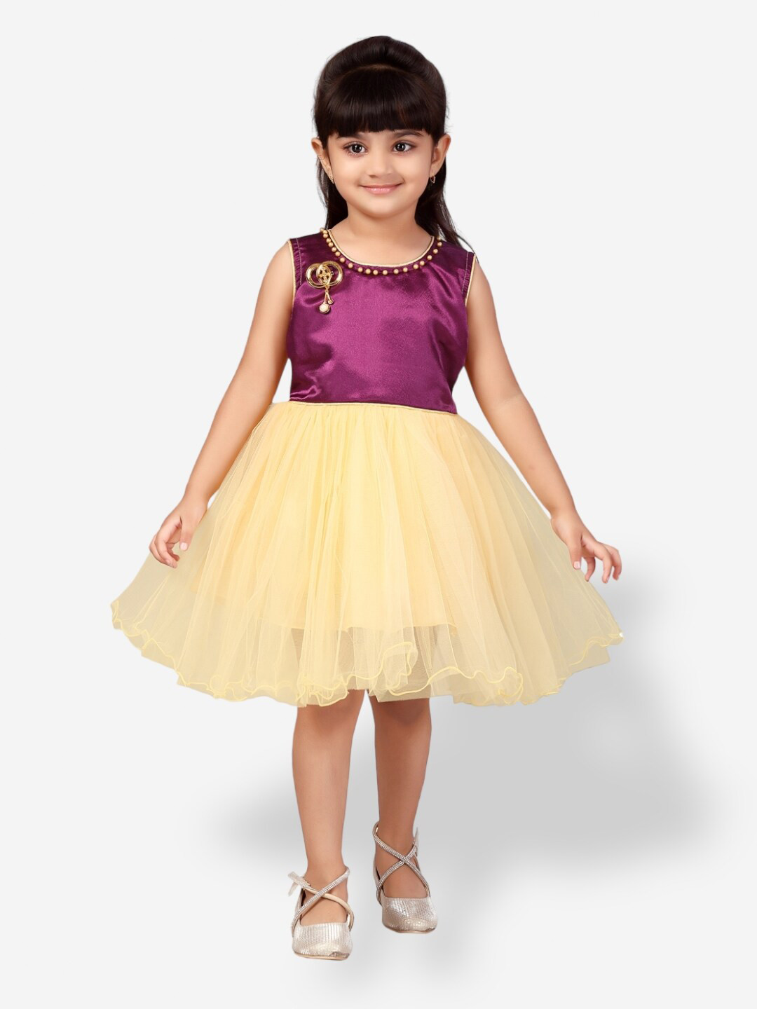 

Aarika Sleeveless Fit & Flare Net Dress, Purple