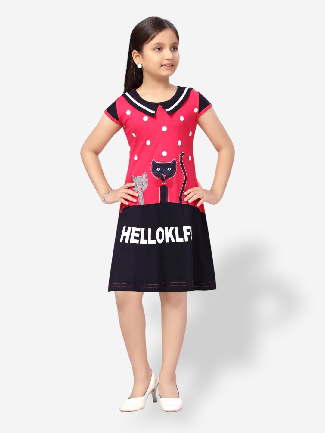 

Aarika Cap Sleeves Printed T-shirt Dress, Pink