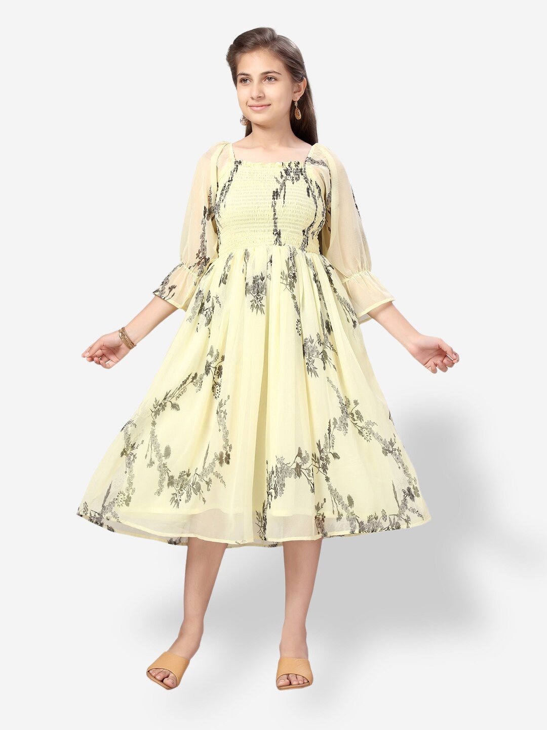 

Aarika Girls Floral Georgette Midi Dress, Yellow