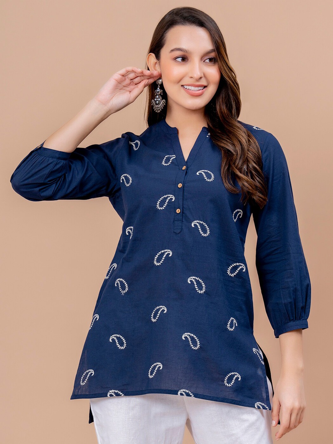 

Mode by Red Tape Blue Print Ethnic Longline Top