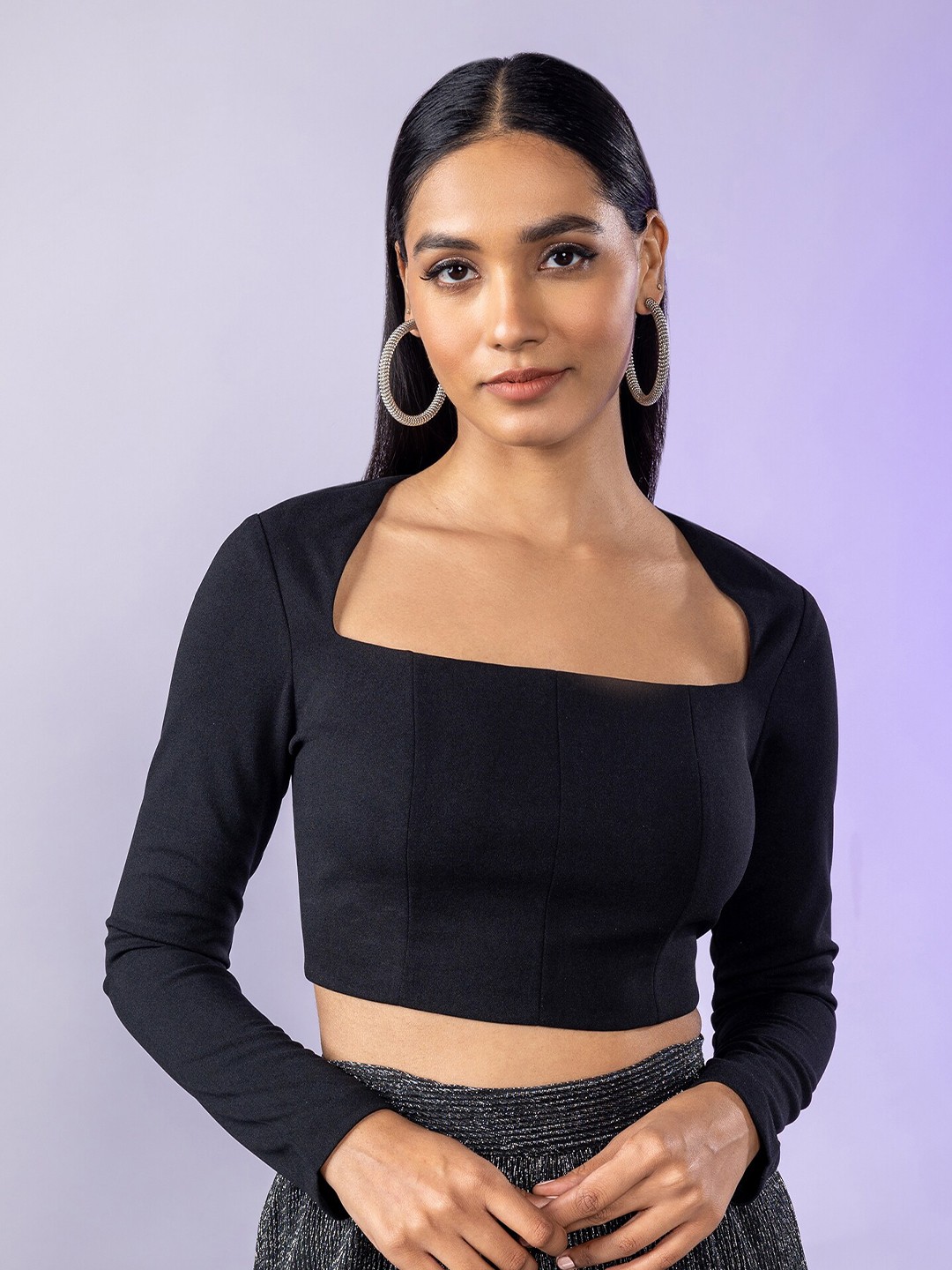 

20Dresses Styled Back Fitted Crop Top, Black