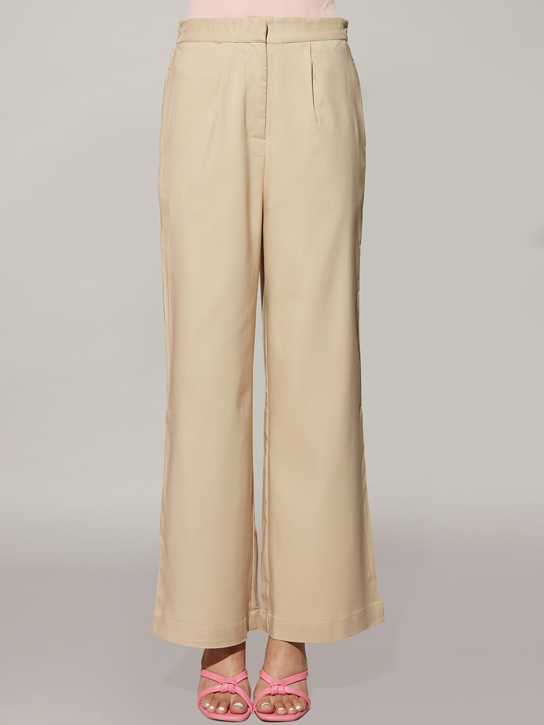 

20Dresses Women Relaxed High-Rise Pleated Parallel Trousers, Beige