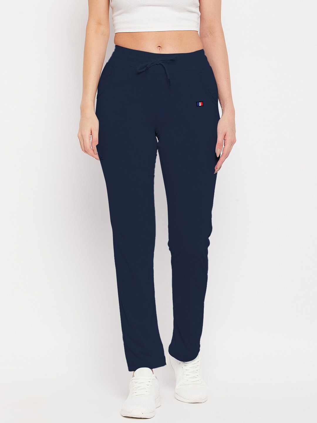 

FRENCH FLEXIOUS Women Mid-Rise Track Pants, Navy blue