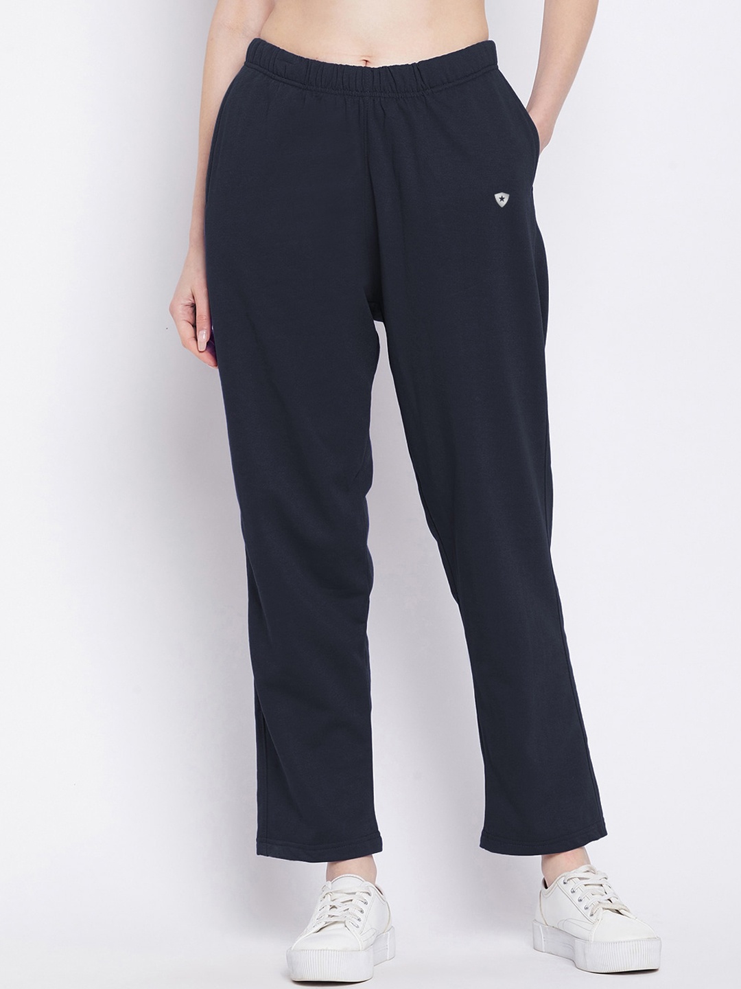 

FRENCH FLEXIOUS Women Mid-Rise Track Pants, Navy blue