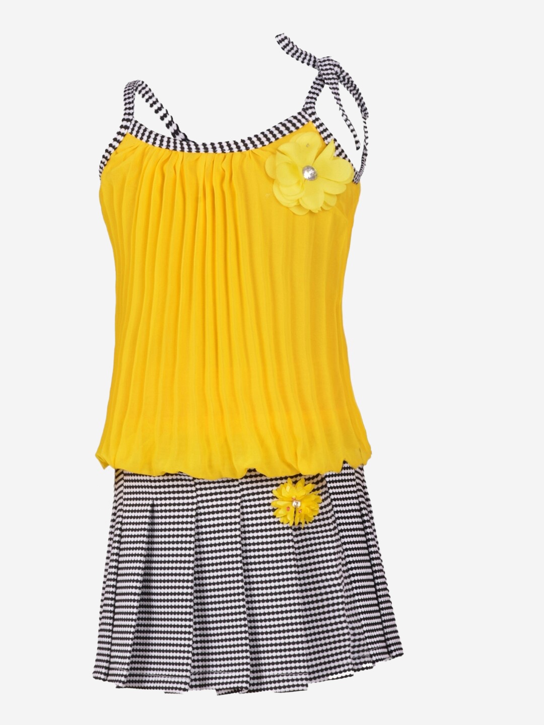 

Aarika Girls Printed Georgette Top with Skirt, Yellow