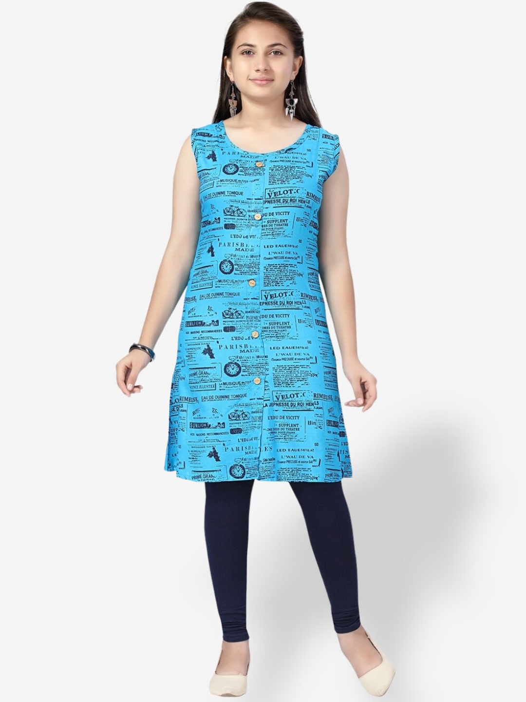 

Aarika Girls Quirky Printed Kurta, Blue