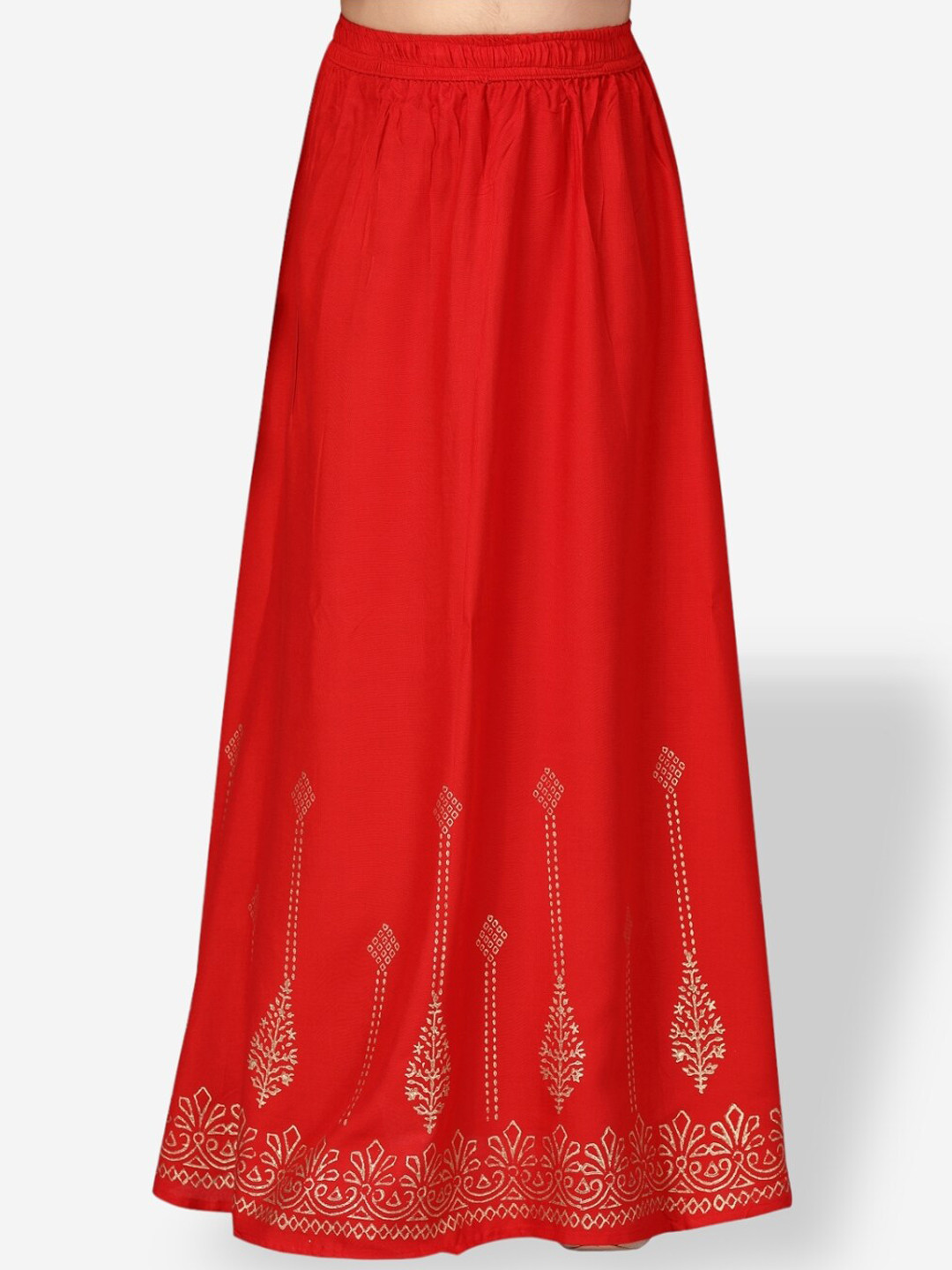 

Aarika Girls Printed Pure Cotton Maxi A-Line Slip-On Skirt, Red