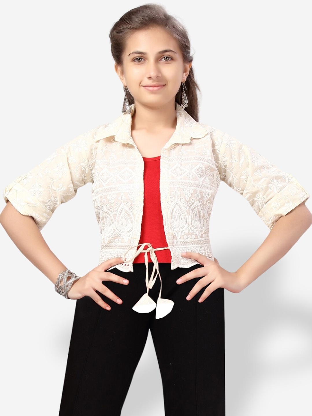 

Aarika Girls Embroidered Jacket, Cream