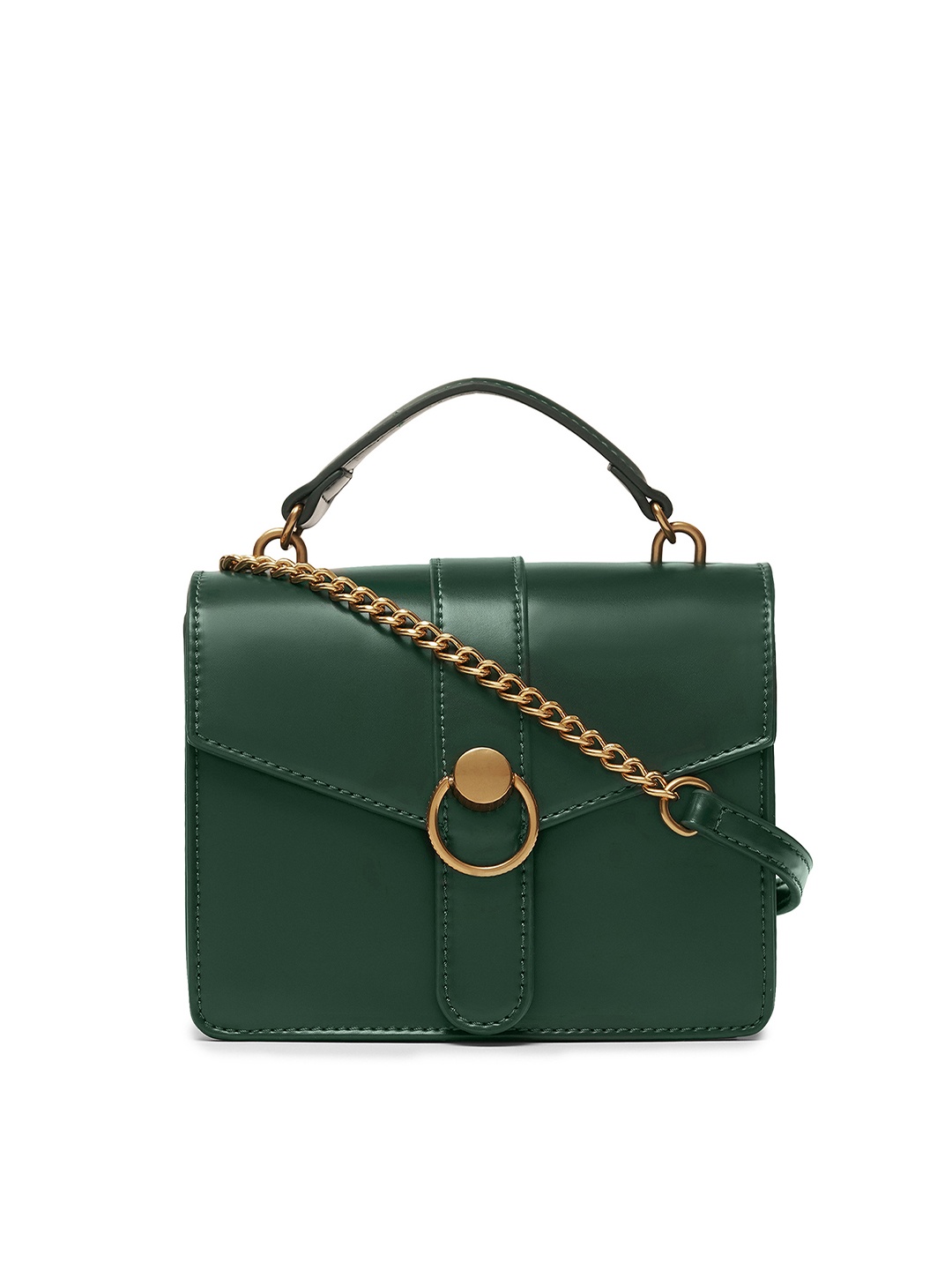 

MIRAGGIO Structured Buckle Detail Sling Bag, Green