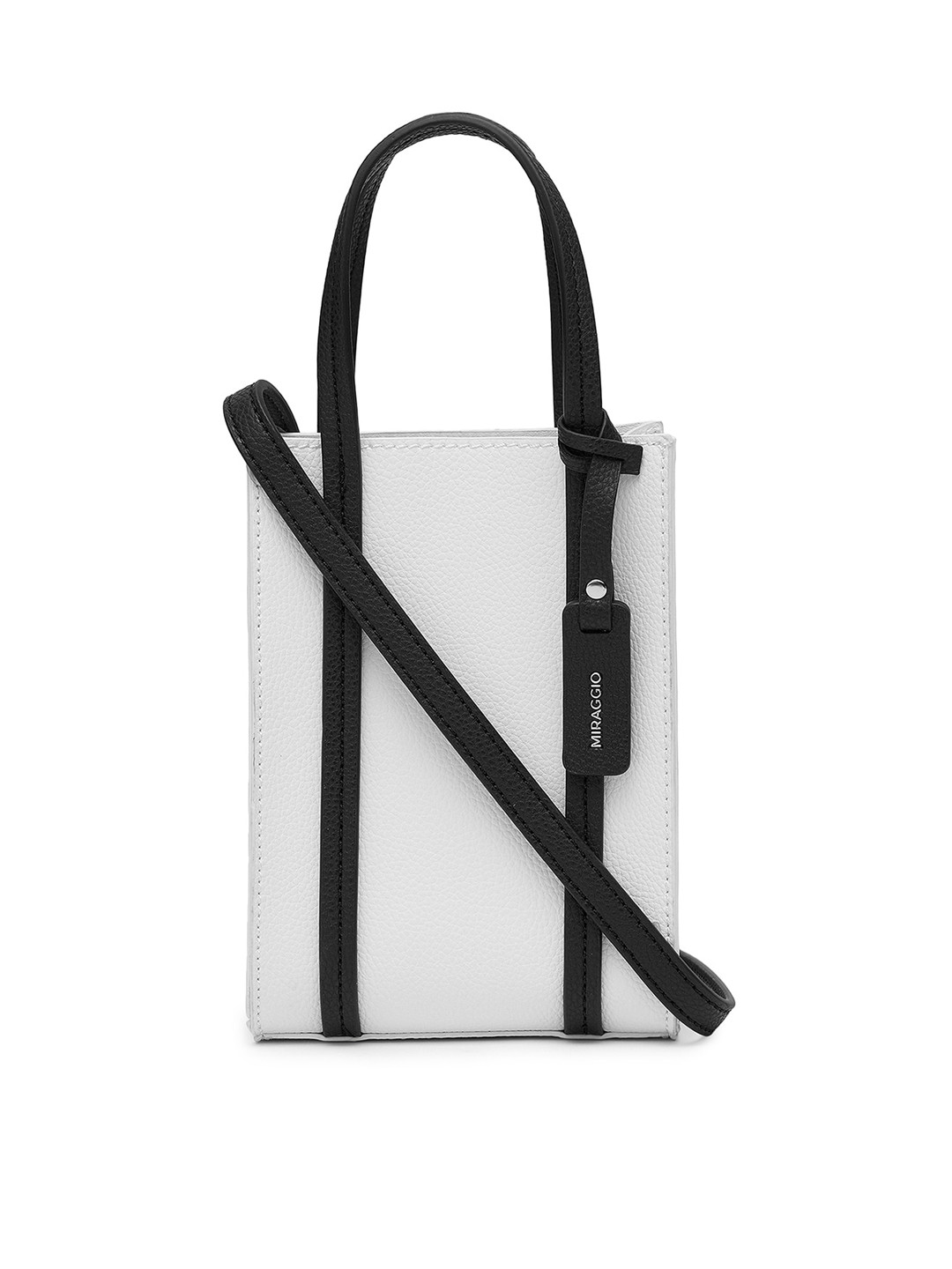 

MIRAGGIO Textured Structured Handheld Bag, White