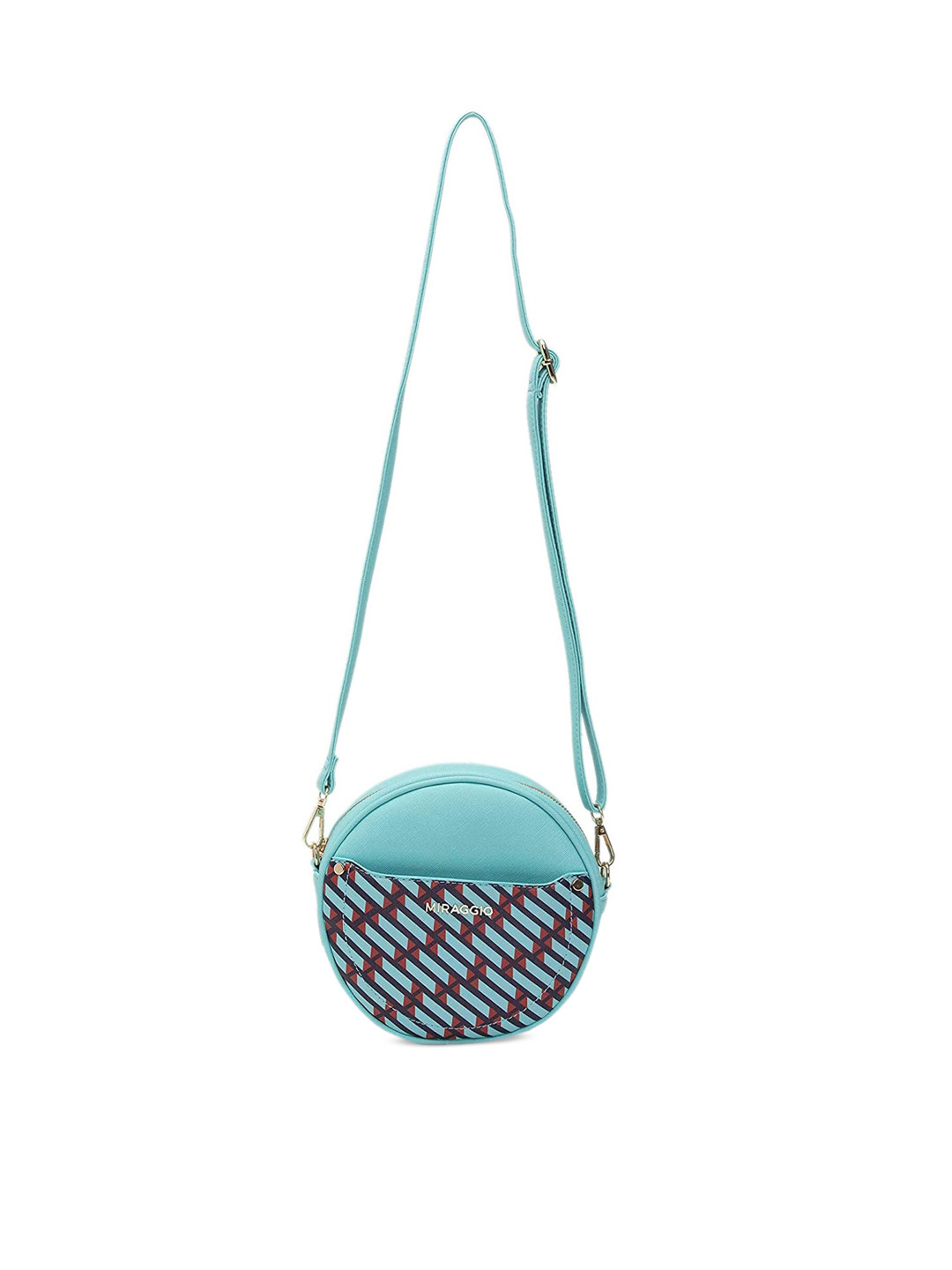 

MIRAGGIO Geometric Printed Bowling Sling Bag, Blue