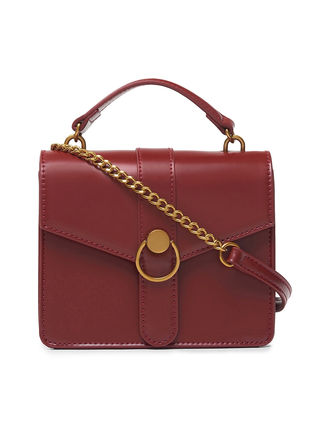 

MIRAGGIO Structured Satchel Bag, Maroon