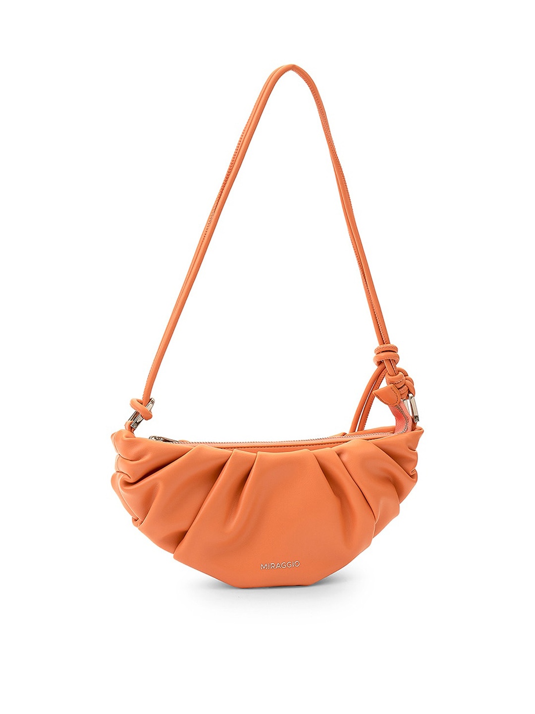 

MIRAGGIO Textured Half Moon Sling Bag, Orange