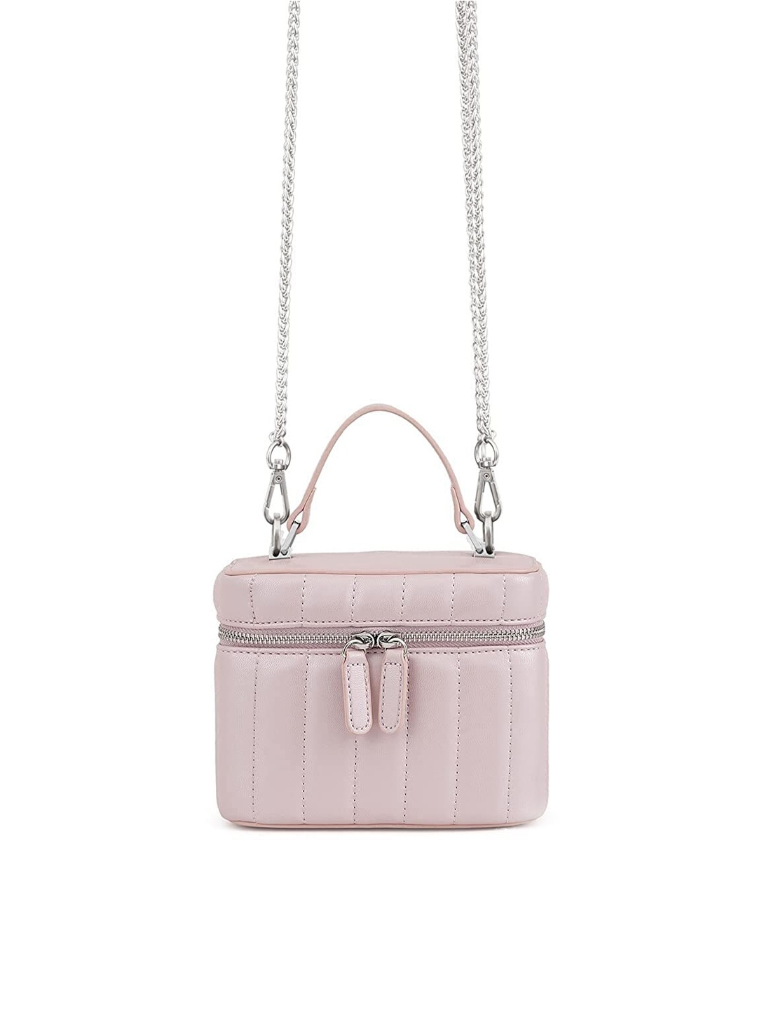 

MIRAGGIO Textured Structured Satchel Bag With Quilted, Pink