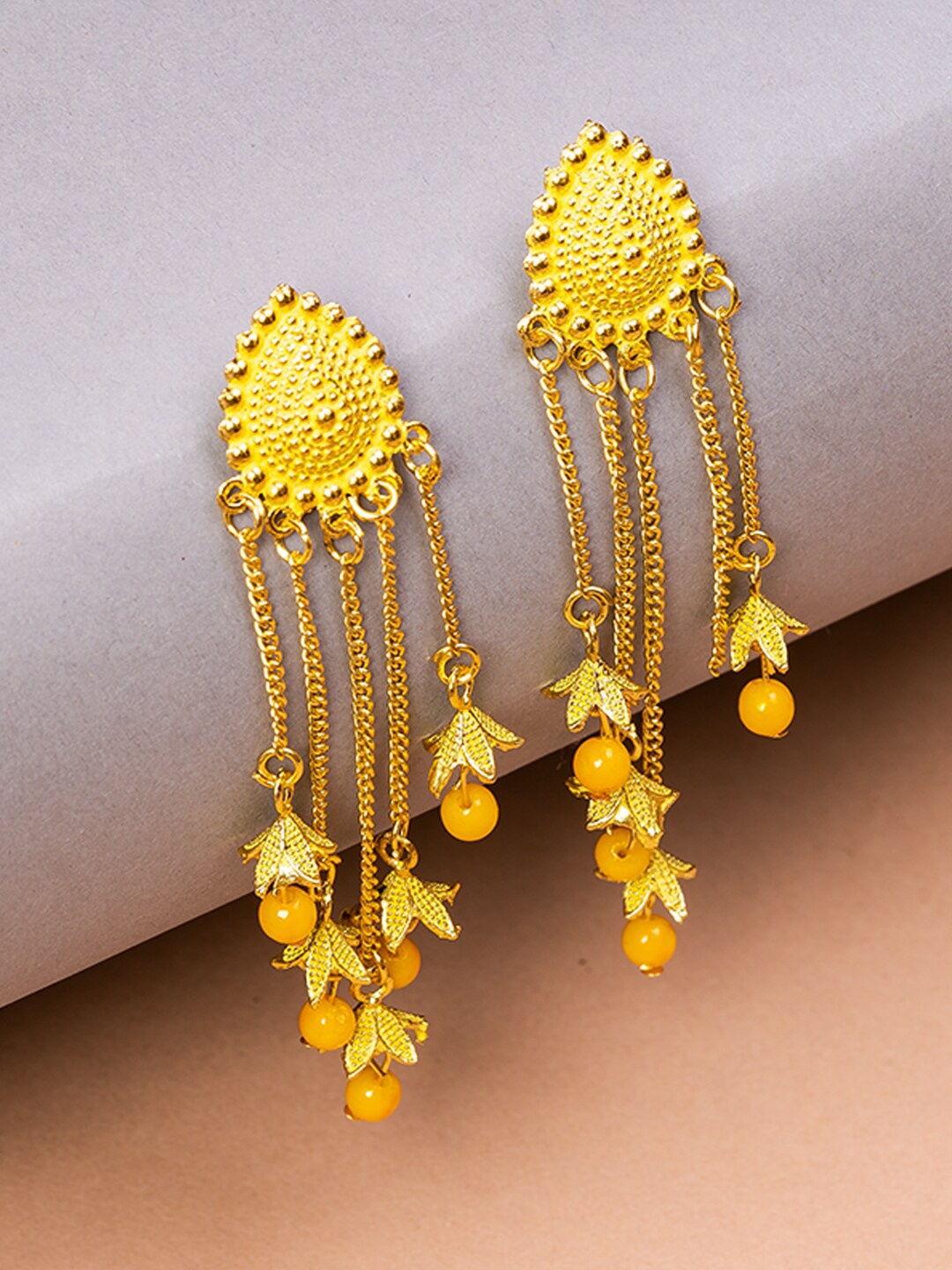 

HOUSE OF ARLI Gold-Plated Oval Drop Earrings, Yellow