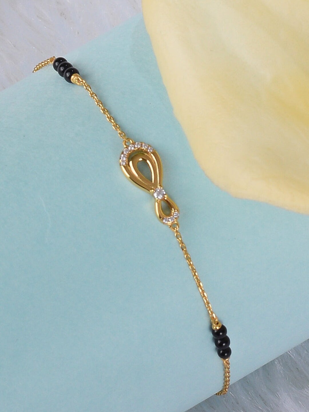 

PALMONAS Women Sterling Silver Cubic Zirconia Gold-Plated Charm Bracelet