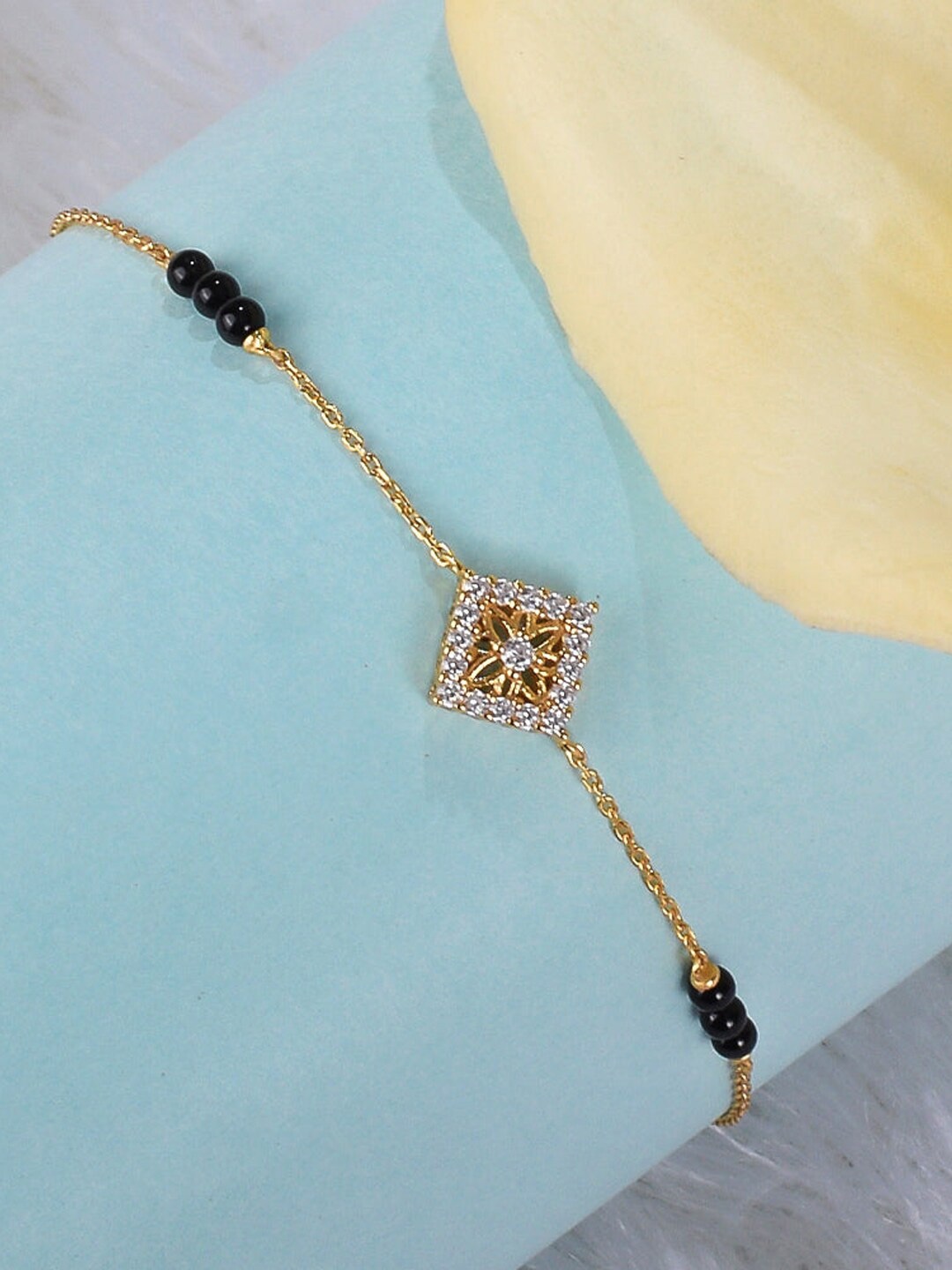 

PALMONAS 18k Gold-Plated Sterling Silver Cubic Zirconia Charm Mangalsutra Bracelet