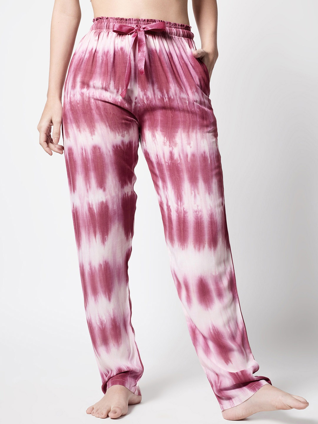 

Zeyo Women Tie-Dye Mid-Rise Straight Lounge Pants, Violet