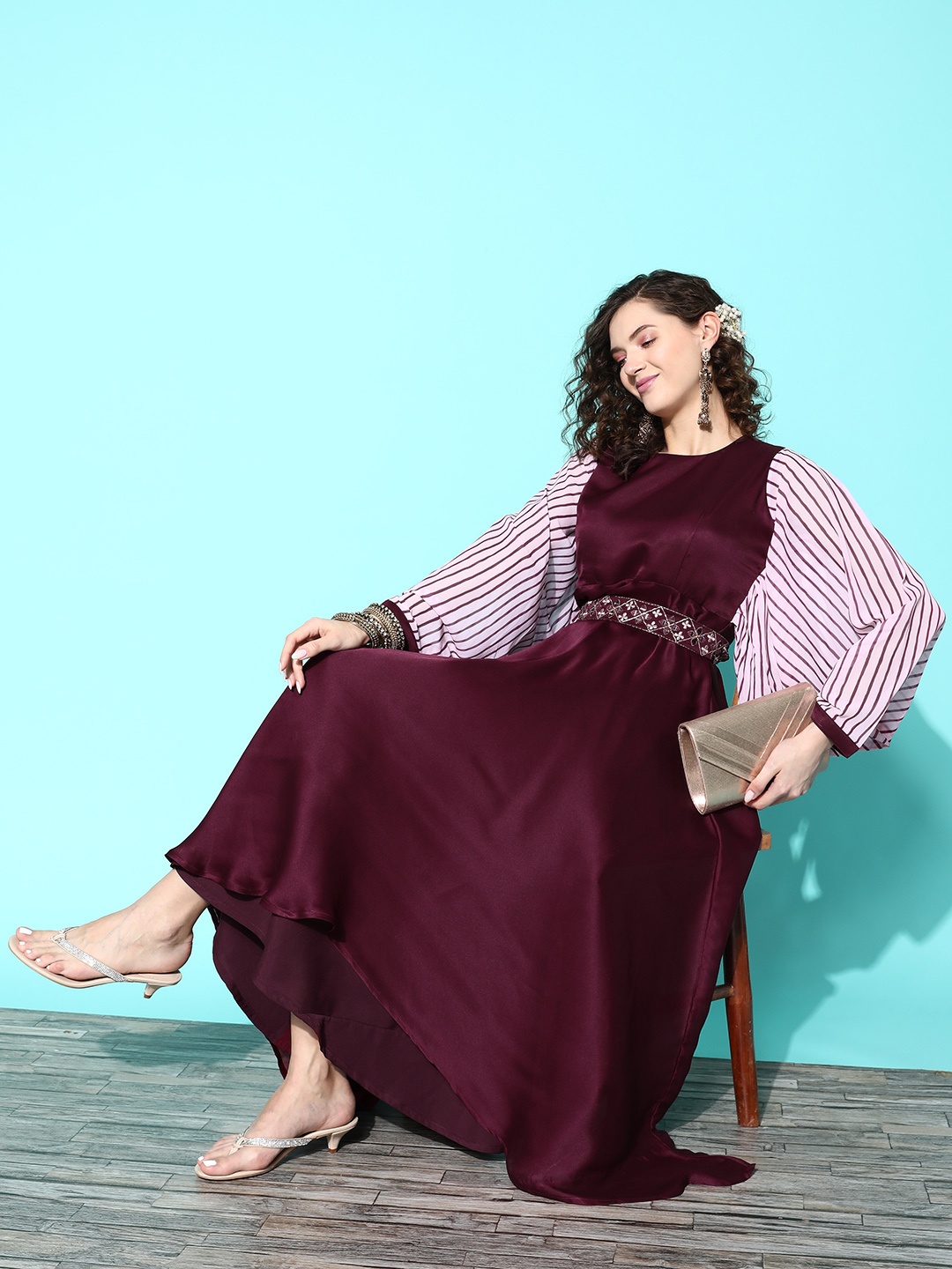 

Kvsfab Purple Satin Maxi Dress
