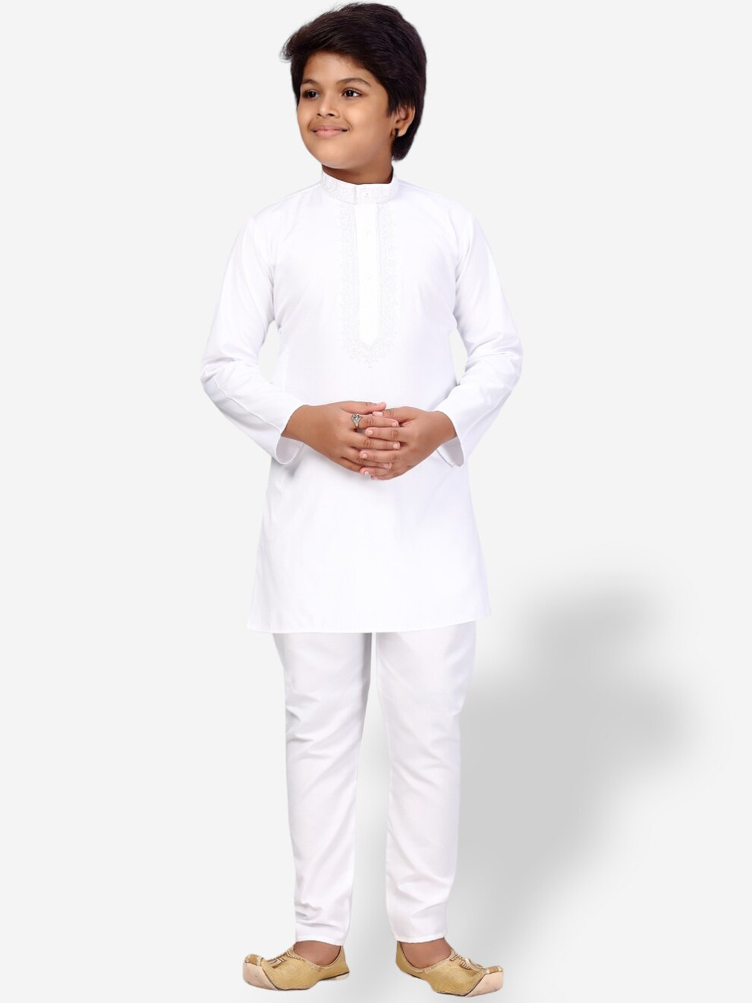 

Aarika Boys Mandarin Collar Pure Cotton Kurta with Pyjamas, White