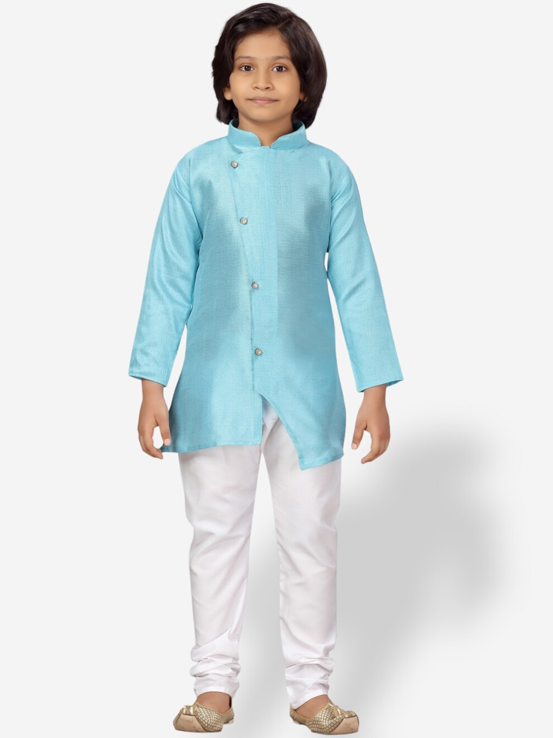 

Aarika Boys Pure Silk Kurta With Pyjamas, Turquoise blue