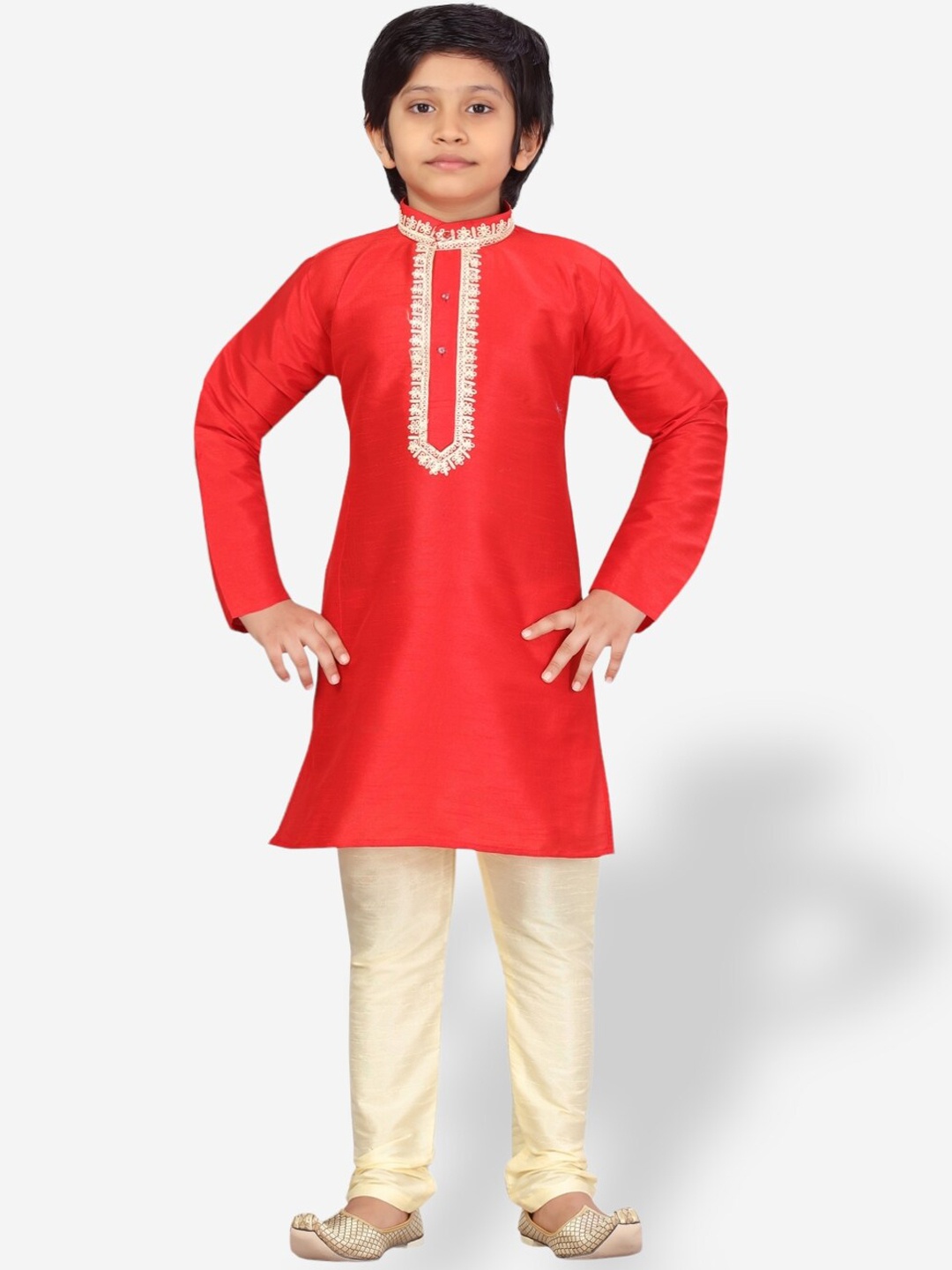 

Aarika Boys Pure Silk Kurta with Pyjamas, Red