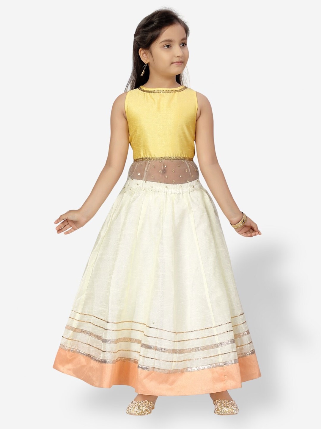 

Aarika Girls Ready to Wear Slip-On Lehenga & Sleeveless Blouse, Yellow