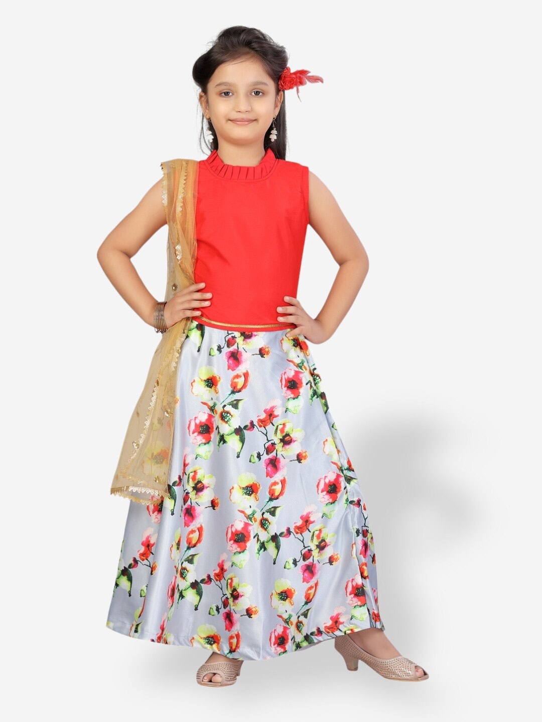 

Aarika Girls Ready to Wear Lehenga & Blouse With Dupatta, Red