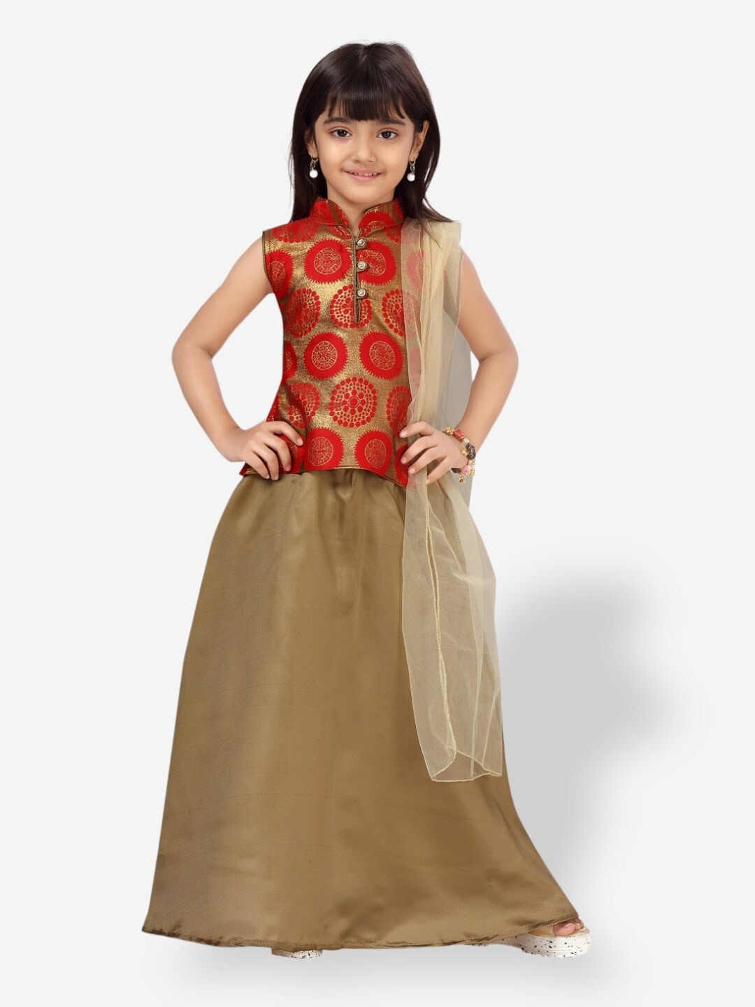 

Aarika Girls Ready to Wear Lehenga & Blouse With Dupatta, Red