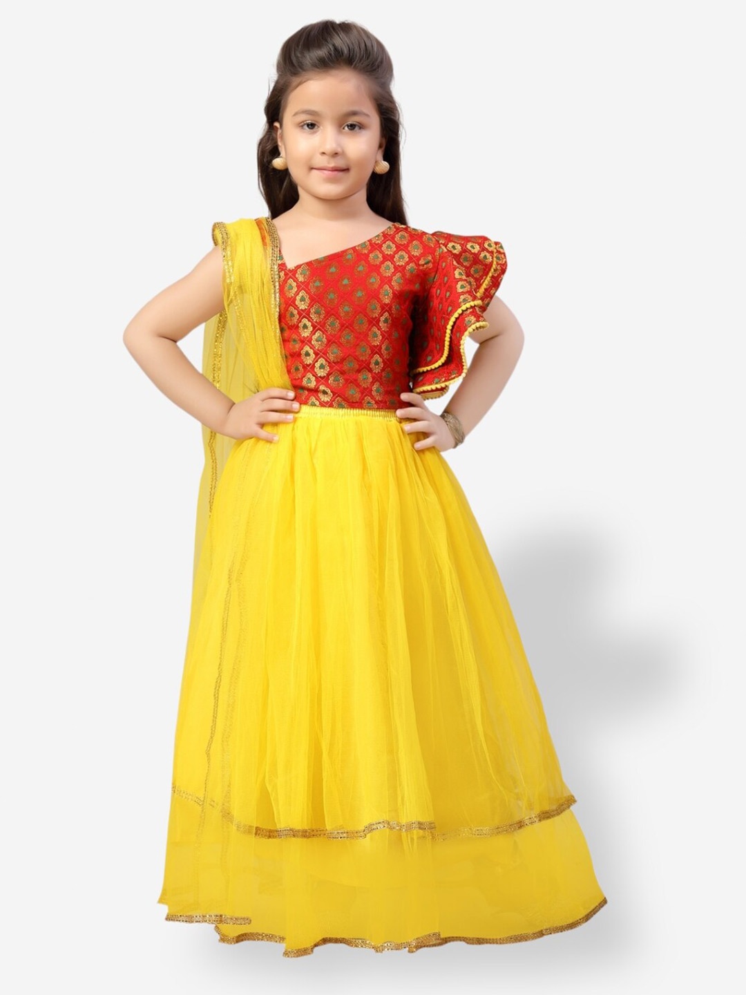 

Aarika Girls Ready to Wear Lehenga & Blouse With Dupatta, Red