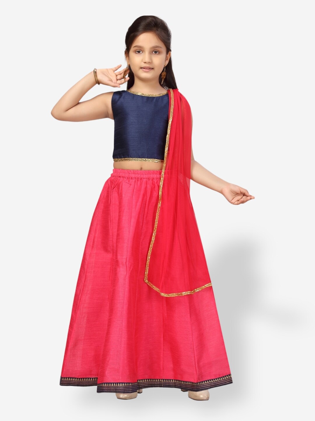 

Aarika Girls Ready to Wear Lehenga & Blouse With Dupatta, Navy blue
