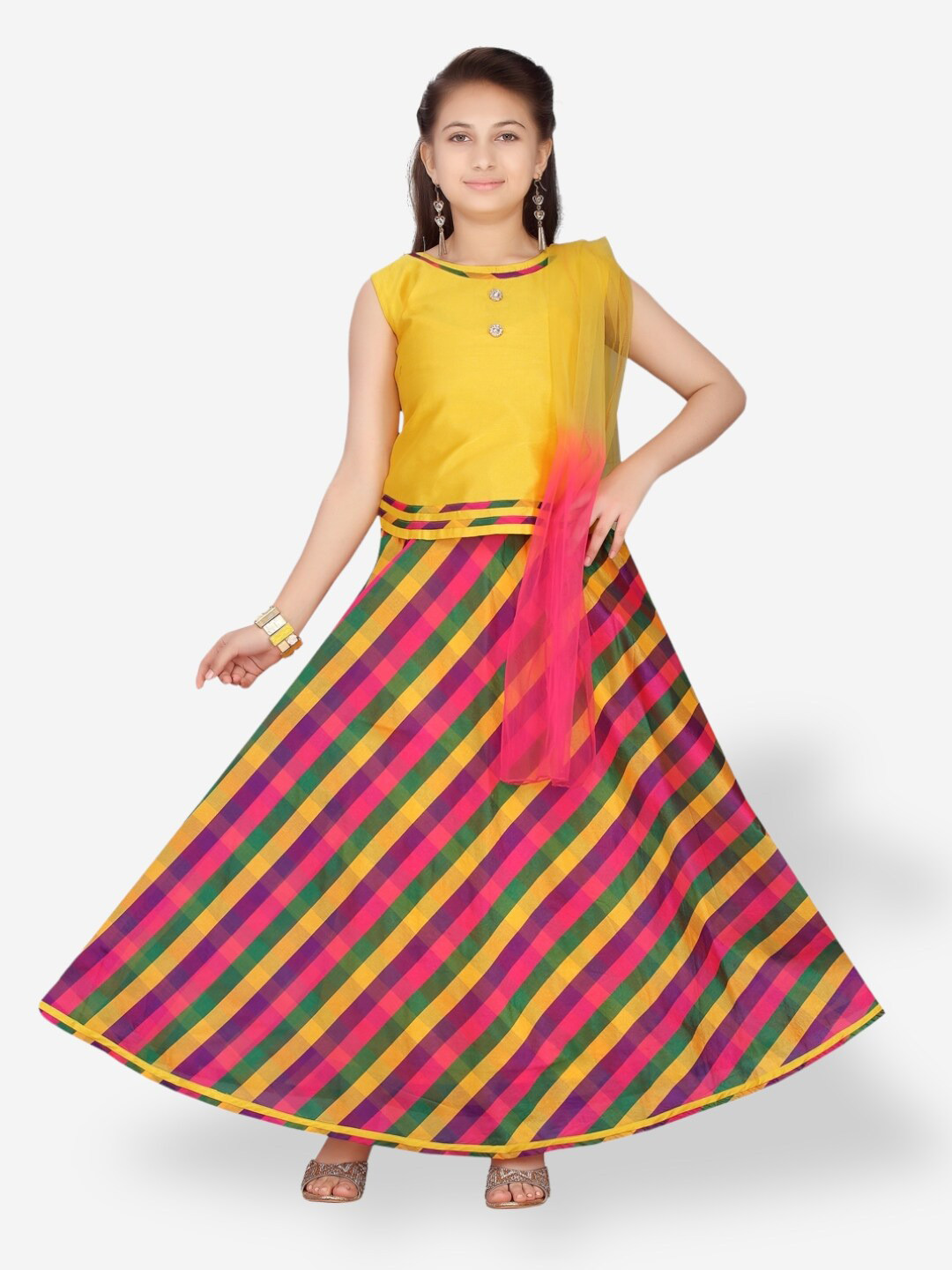 

Aarika Girls Ready to Wear Lehenga & Blouse With Dupatta, Yellow