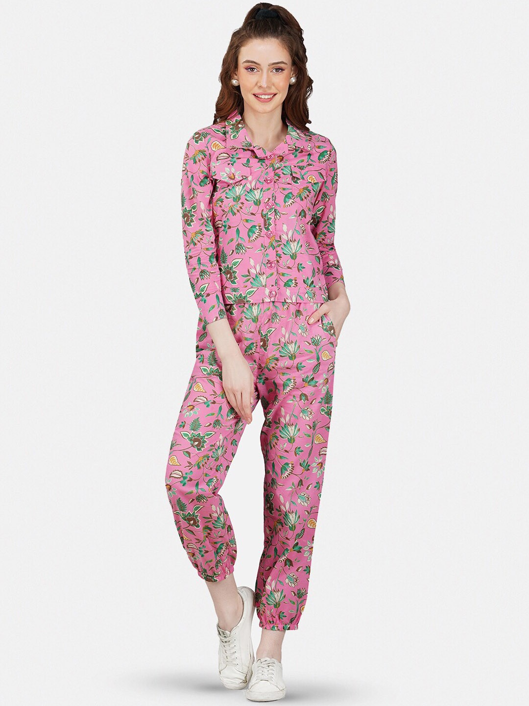 

GULAB CHAND TRENDS Printed Pure Cotton Co-Ord Set, Pink