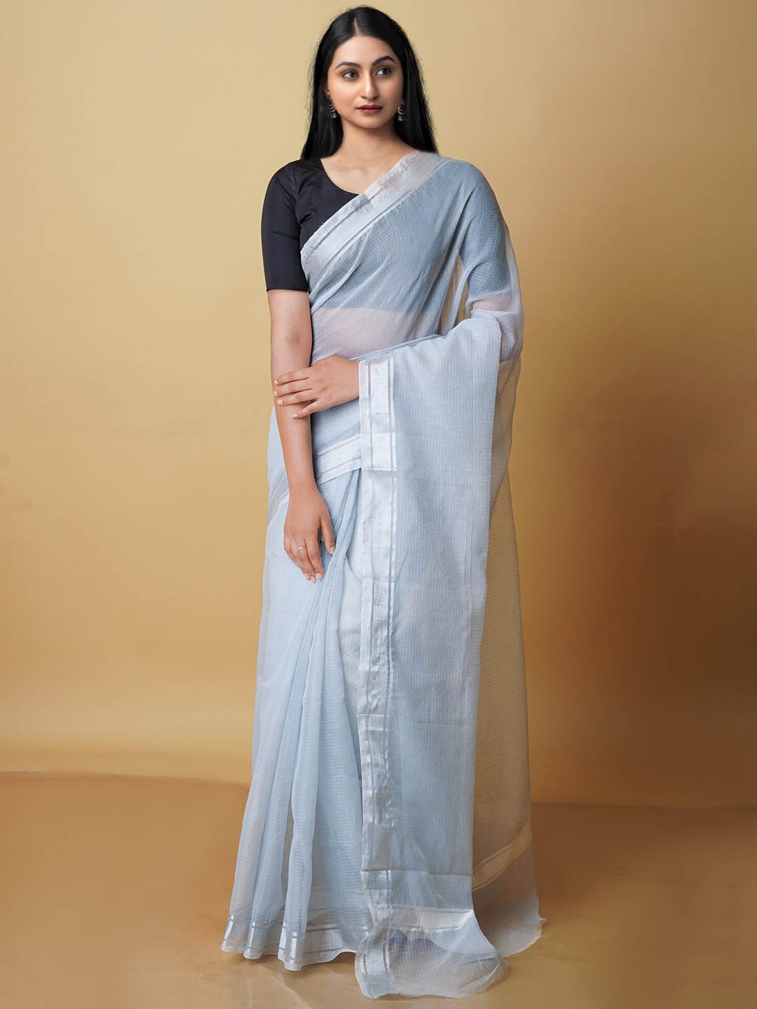 

Unnati Silks Zari Detailed Pure Cotton Kota Saree, Grey