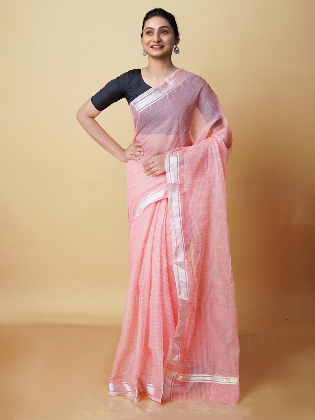 

Unnati Silks Zari Pure Cotton Kota Saree, Pink
