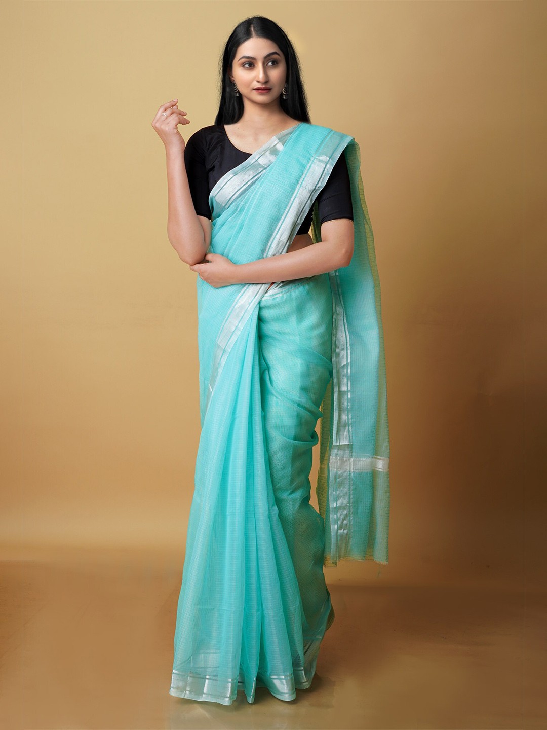 

Unnati Silks Woven Design Zari Pure Cotton Kota Saree, Sea green