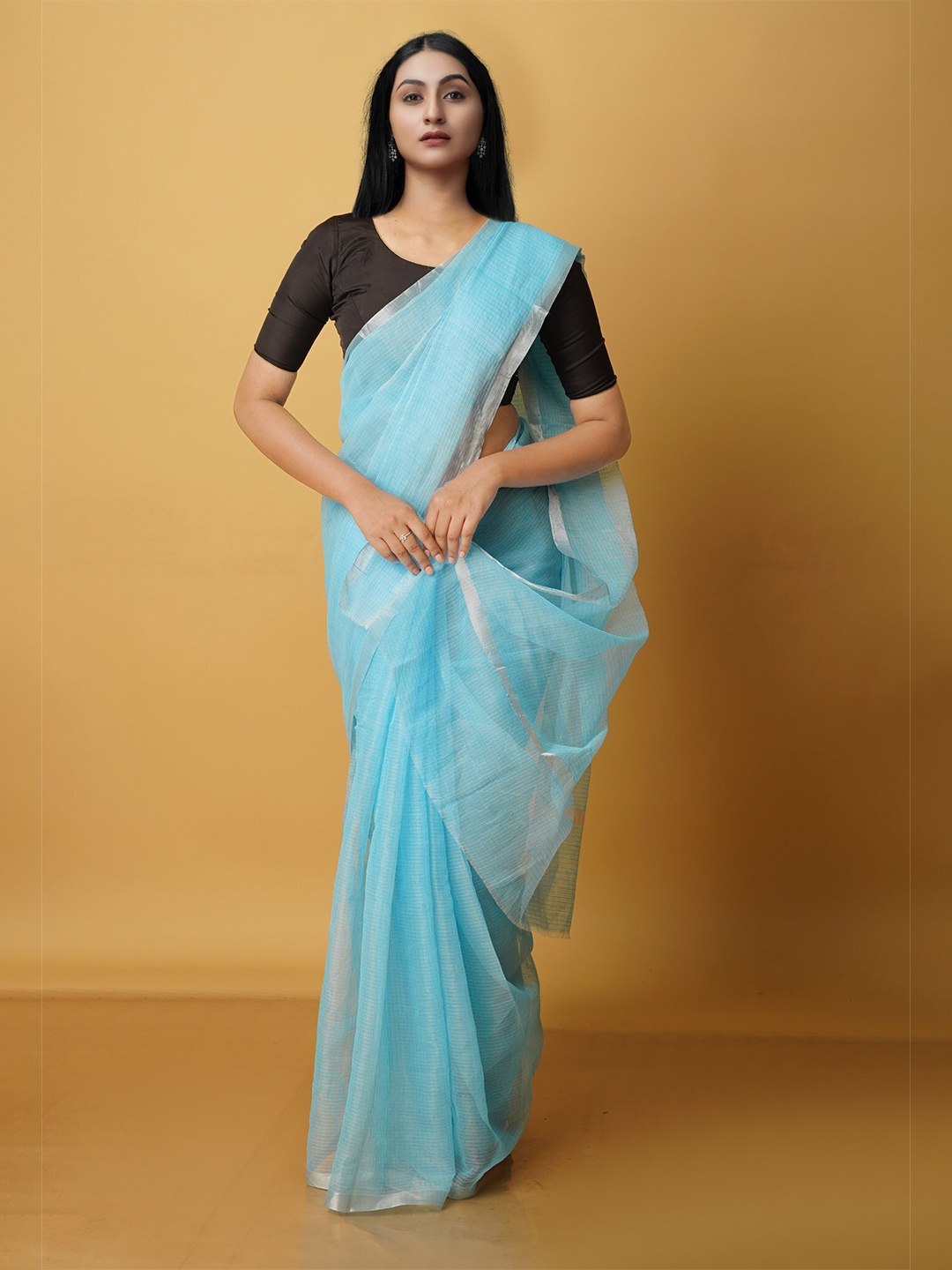 

Unnati Silks Woven Design Zari Pure Cotton Kota Saree, Blue