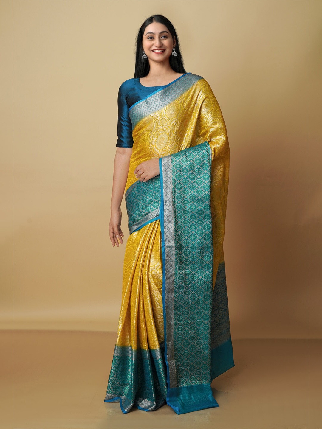 

Unnati Silks Floral Woven Design Zari Banarasi Saree, Yellow