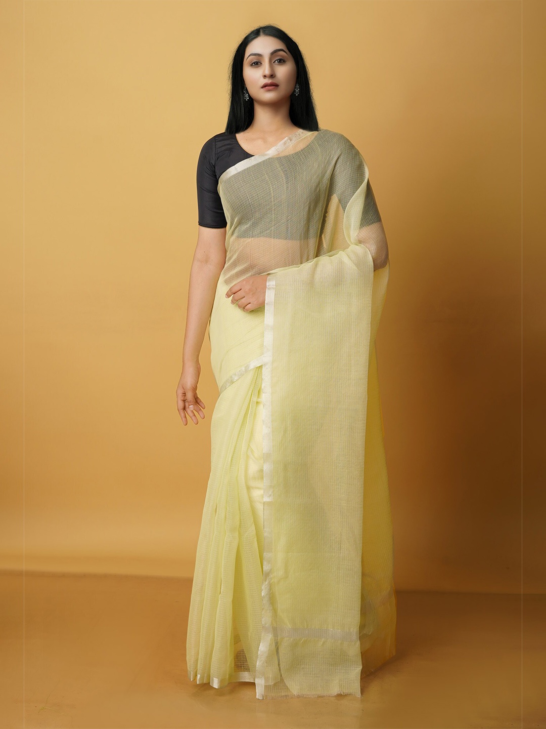

Unnati Silks Woven Design Zari Pure Cotton Kota Saree, Green