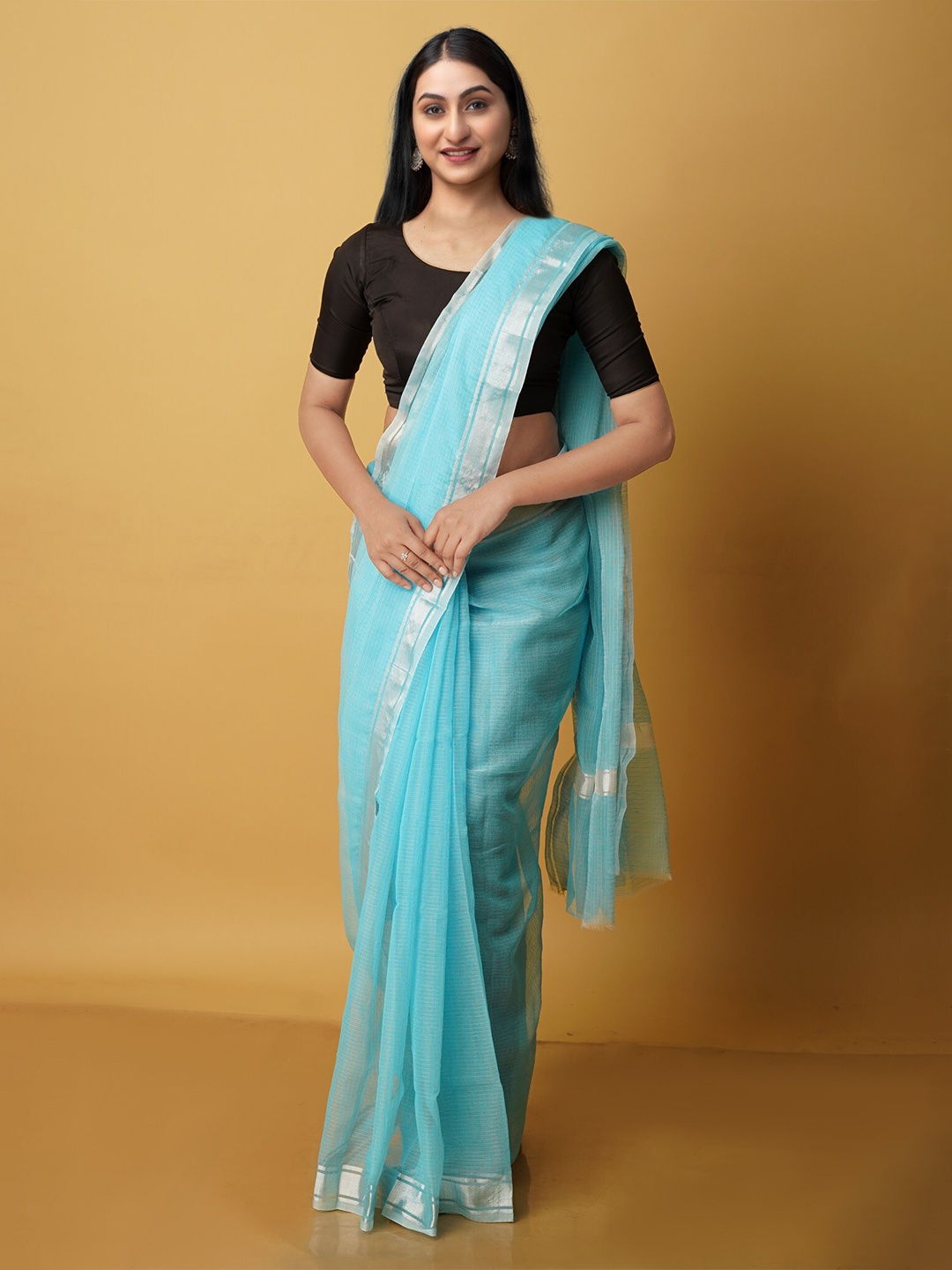 

Unnati Silks Woven Design Zari Pure Cotton Kota Saree, Blue