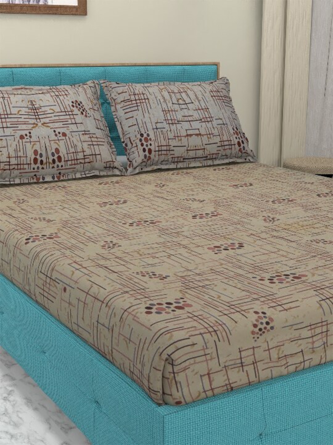 

Athom Trendz Essentail Brown & Grey 144 TC Queen Bedsheet with 2 Pillow Covers