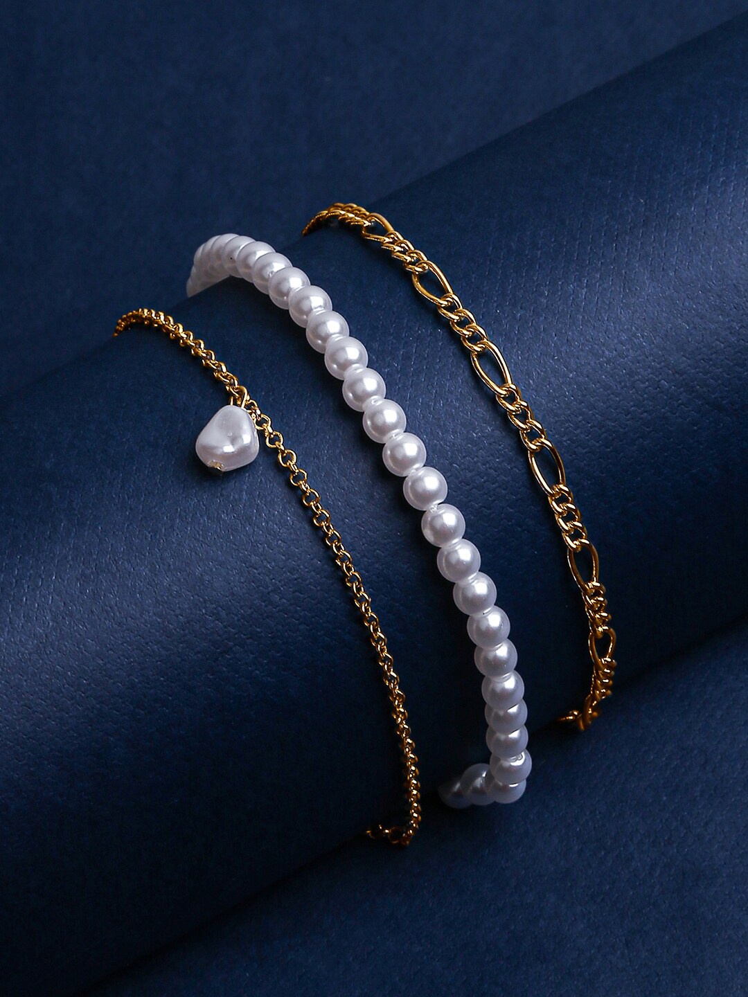 

ToniQ Set Of 3 Gold-Plated Charm Bracelet, White