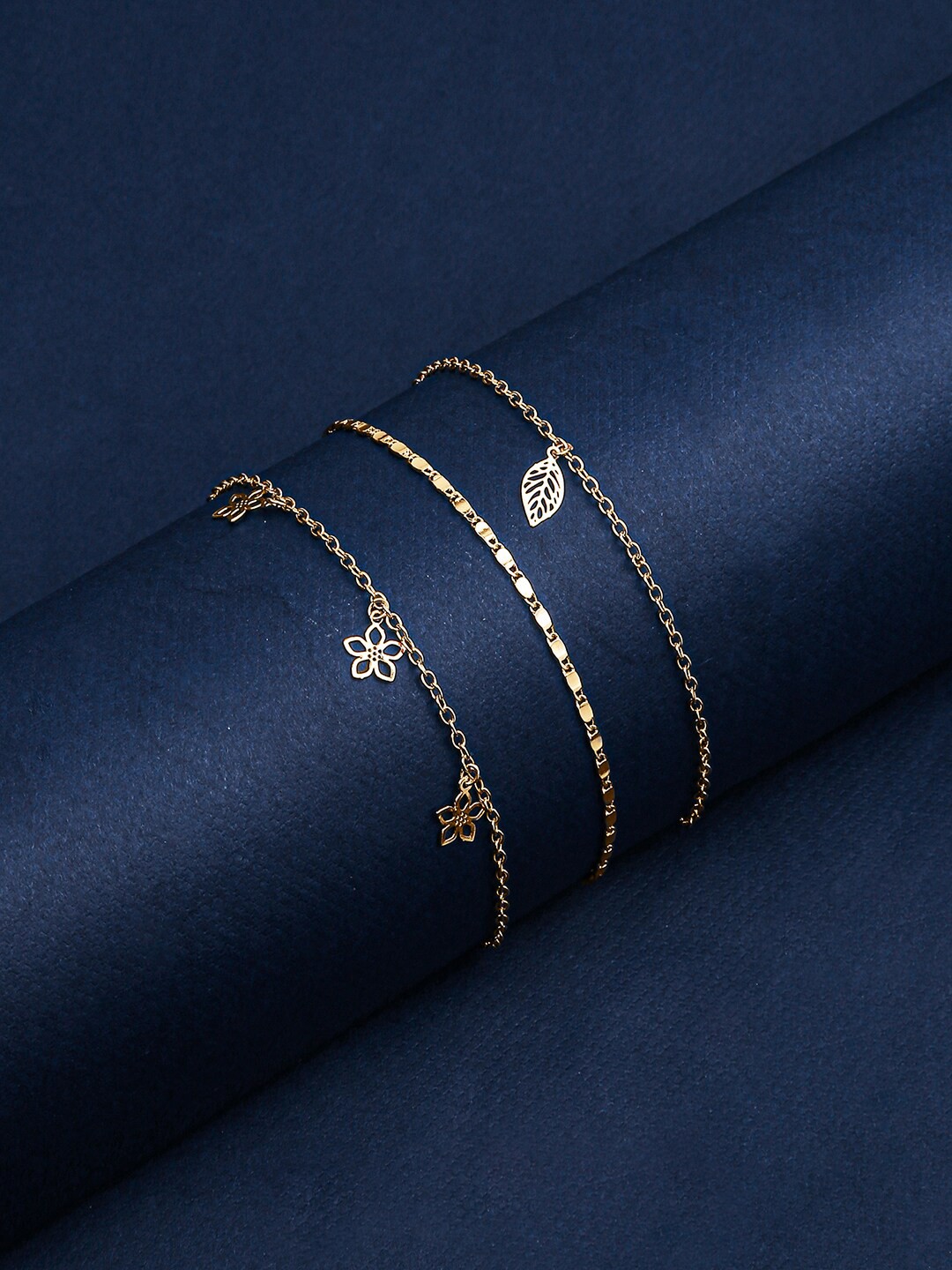 

ToniQ Women Set of 3 Gold-Toned Gold-Plated Charm Bracelet
