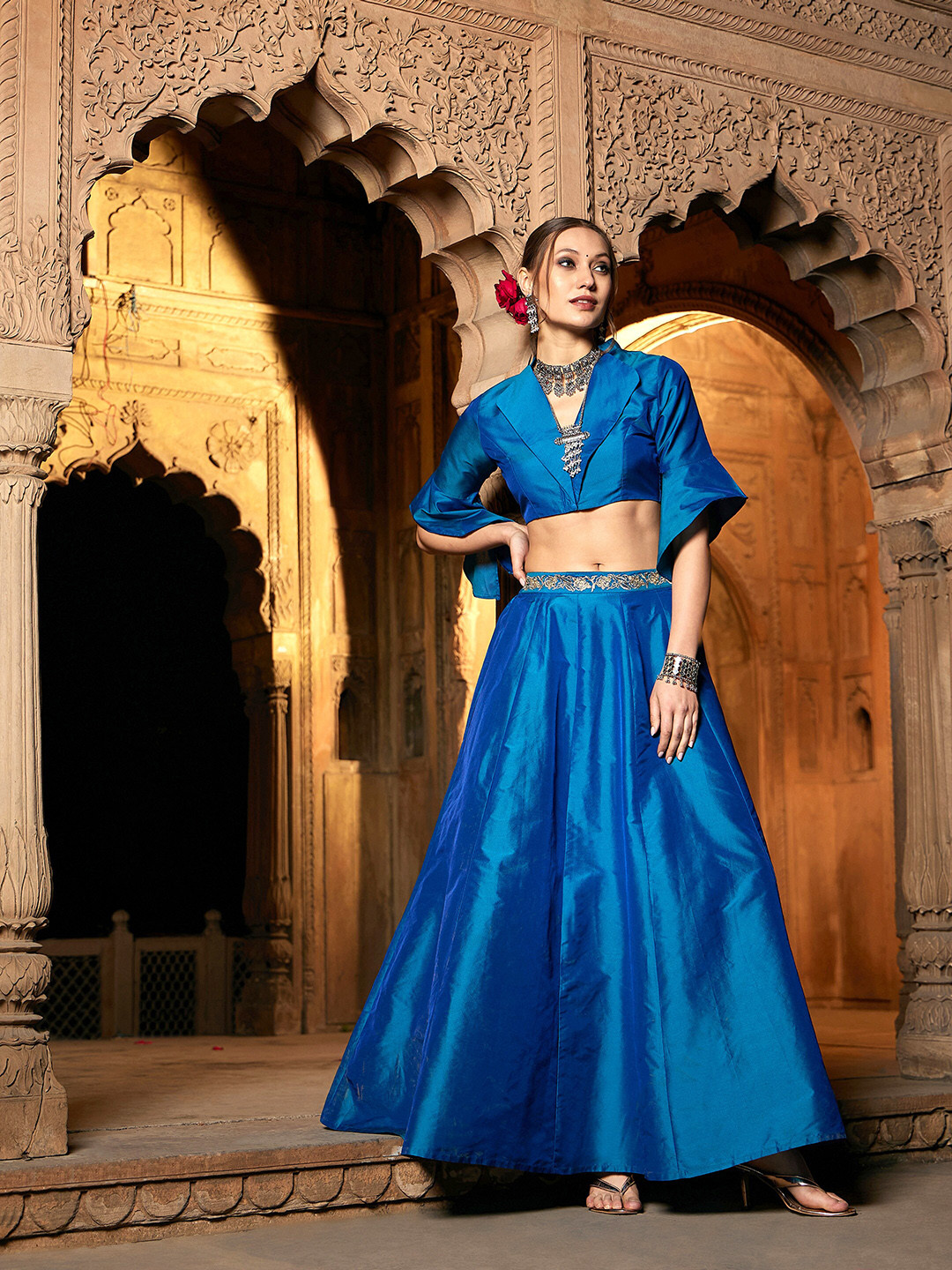 

Shae by SASSAFRAS Zari Detailed Ready to Wear Lehenga & Choli, Teal