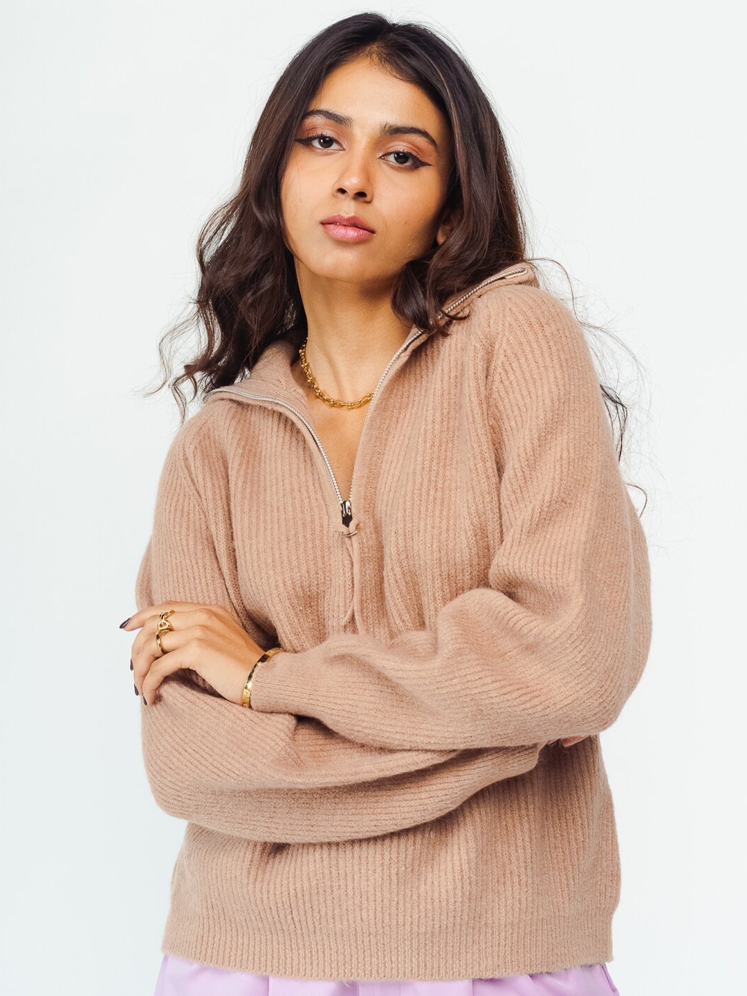 

FREAKINS Acrylic Ribbed Pullover, Brown