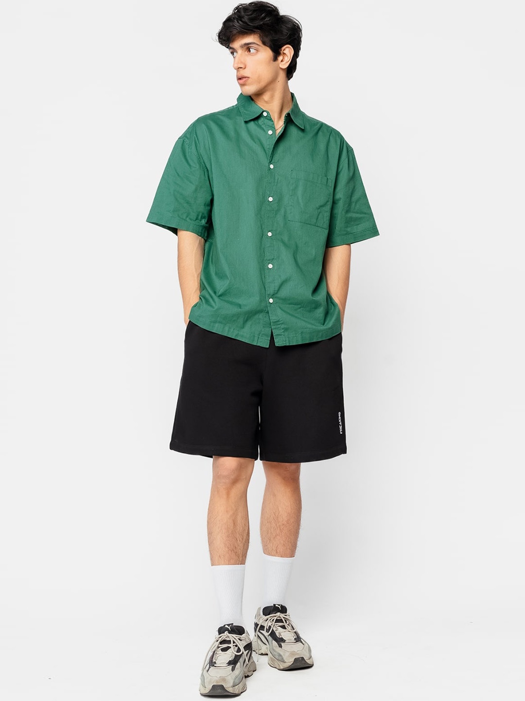 

FREAKINS Men Loose Fit High-Rise Shorts, Black
