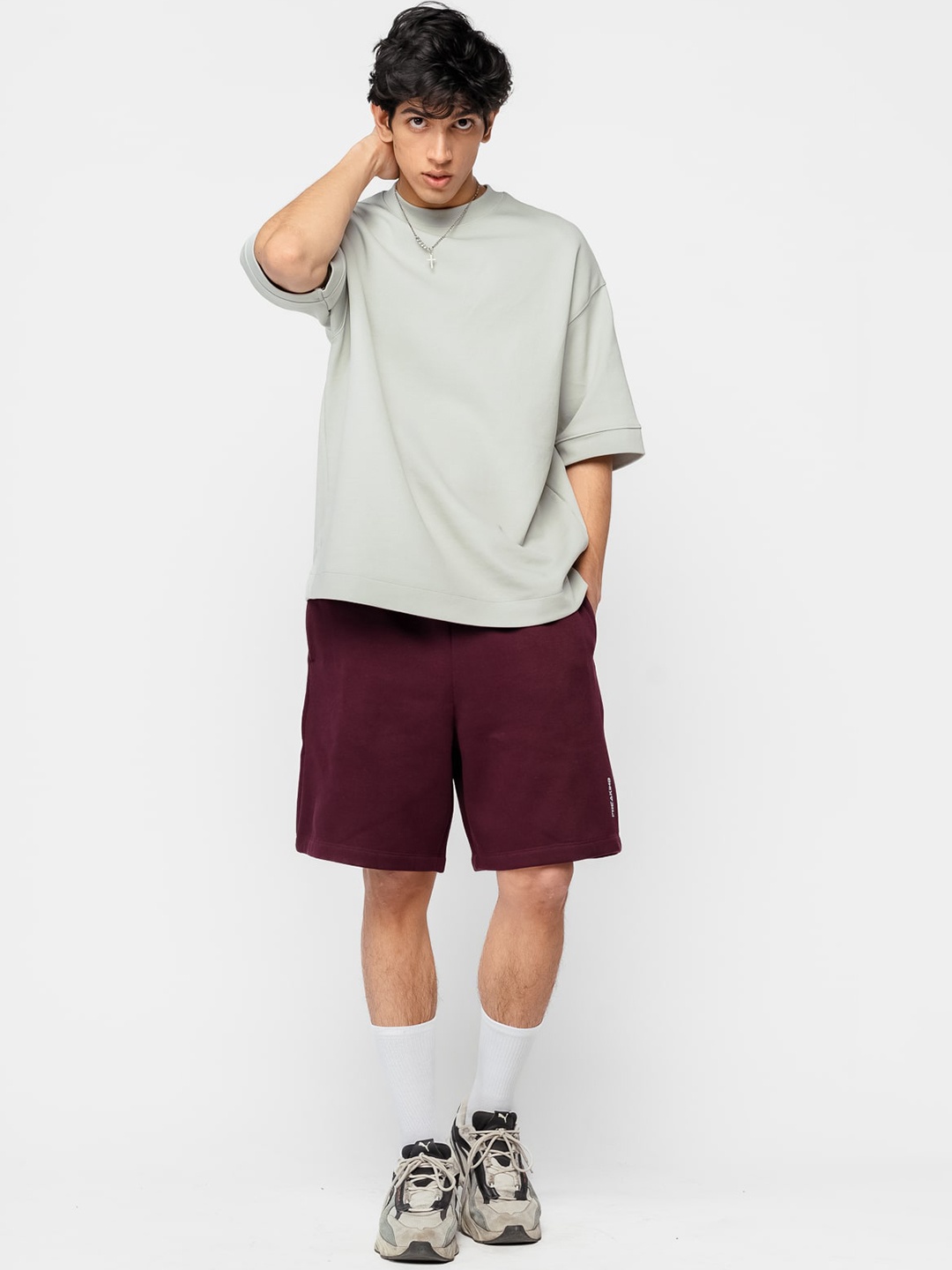 

FREAKINS Men Loose Fit High-Rise Shorts, Maroon